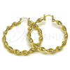 Oro Laminado Large Hoop, Gold Filled Style Twist Design, Matte Finish, Golden Finish, 02.170.0568.50