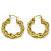 Oro Laminado Medium Hoop, Gold Filled Style and Hollow Diamond Cutting Finish, Golden Finish, 02.170.0021.30