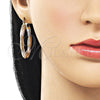 Oro Laminado Medium Hoop, Gold Filled Style Hollow Design, Polished, Tricolor, 02.170.0570.1.30