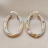 Oro Laminado Medium Hoop, Gold Filled Style Hollow Design, Polished, Tricolor, 02.170.0570.1.30