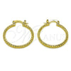 Oro Laminado Medium Hoop, Gold Filled Style Diamond Cutting Finish, Golden Finish, 02.170.0296.1.30