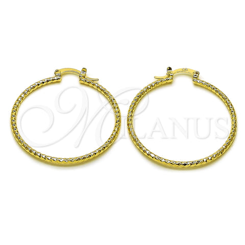 Oro Laminado Medium Hoop, Gold Filled Style Diamond Cutting Finish, Golden Finish, 02.170.0296.1.40