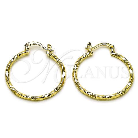 Oro Laminado Medium Hoop, Gold Filled Style Diamond Cutting Finish, Golden Finish, 02.170.0572.30
