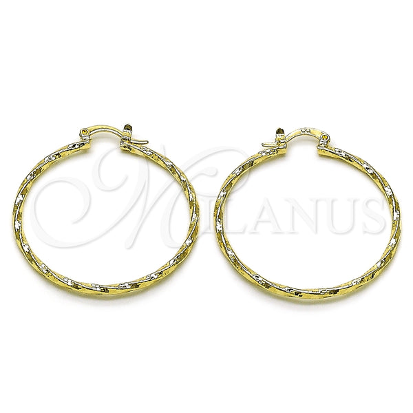 Oro Laminado Medium Hoop, Gold Filled Style Diamond Cutting Finish, Golden Finish, 02.170.0572.40
