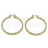 Oro Laminado Medium Hoop, Gold Filled Style Twist Design, Diamond Cutting Finish, Golden Finish, 02.170.0572.40