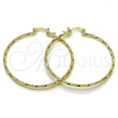 Oro Laminado Large Hoop, Gold Filled Style Diamond Cutting Finish, Golden Finish, 02.170.0572.50