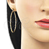Oro Laminado Large Hoop, Gold Filled Style Twist Design, Diamond Cutting Finish, Golden Finish, 02.170.0572.50