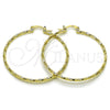 Oro Laminado Large Hoop, Gold Filled Style Twist Design, Diamond Cutting Finish, Golden Finish, 02.170.0572.50