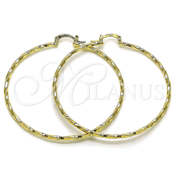 Oro Laminado Large Hoop, Gold Filled Style Diamond Cutting Finish, Golden Finish, 02.170.0572.60