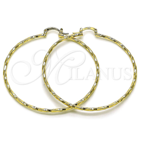 Oro Laminado Large Hoop, Gold Filled Style Diamond Cutting Finish, Golden Finish, 02.170.0572.60