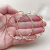 Oro Laminado Large Hoop, Gold Filled Style Twist Design, Diamond Cutting Finish, Golden Finish, 02.170.0572.60