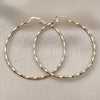 Oro Laminado Large Hoop, Gold Filled Style Twist Design, Diamond Cutting Finish, Golden Finish, 02.170.0572.60