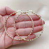 Oro Laminado Extra Large Hoop, Gold Filled Style Twist Design, Diamond Cutting Finish, Golden Finish, 02.170.0572.70