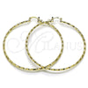 Oro Laminado Extra Large Hoop, Gold Filled Style Twist Design, Diamond Cutting Finish, Golden Finish, 02.170.0572.70