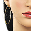 Oro Laminado Large Hoop, Gold Filled Style Diamond Cutting Finish, Golden Finish, 02.170.0573.60
