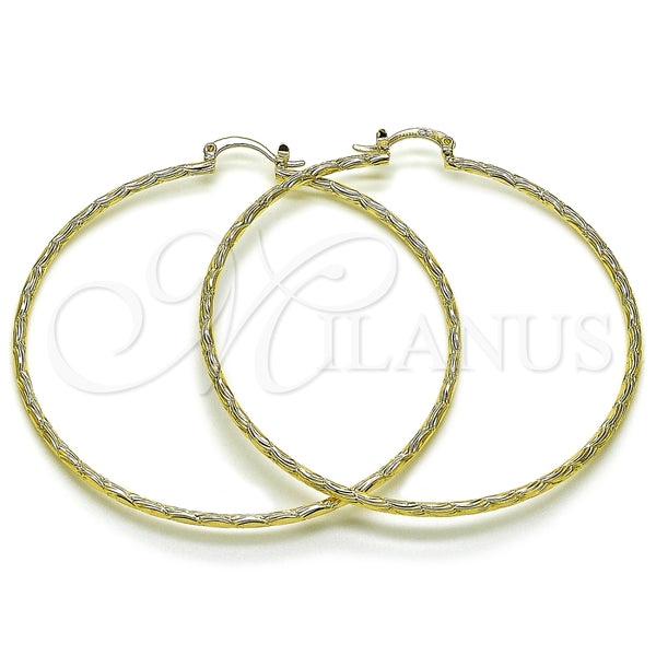 Oro Laminado Extra Large Hoop, Gold Filled Style Diamond Cutting Finish, Golden Finish, 02.170.0573.70