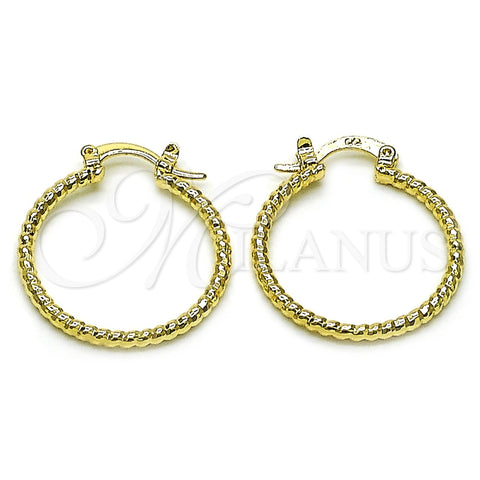 Oro Laminado Small Hoop, Gold Filled Style Diamond Cutting Finish, Golden Finish, 02.168.0036.25