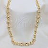 Oro Laminado Fancy Necklace, Gold Filled Style Puff Mariner Design, Polished, Golden Finish, 04.213.0313.20