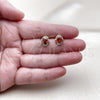 Oro Laminado Stud Earring, Gold Filled Style Cluster Design, with Garnet and White Cubic Zirconia, Polished, Golden Finish, 02.213.0837