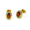 Oro Laminado Stud Earring, Gold Filled Style Cluster Design, with Garnet and White Cubic Zirconia, Polished, Golden Finish, 02.213.0837