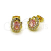 Oro Laminado Stud Earring, Gold Filled Style Cluster and Butterfly Design, with Pink and White Cubic Zirconia, Polished, Golden Finish, 02.213.0841