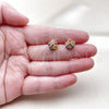 Oro Laminado Stud Earring, Gold Filled Style Flower Design, with Multicolor Cubic Zirconia, Polished, Golden Finish, 02.213.0842