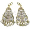 Oro Laminado Chandelier Earring, Gold Filled Style Flower Design, Polished, Tricolor, 02.331.0060