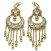 Oro Laminado Chandelier Earring, Gold Filled Style Guadalupe and Rolo Design, Polished, Tricolor, 02.331.0062
