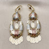 Oro Laminado Chandelier Earring, Gold Filled Style Guadalupe and Flower Design, Polished, Tricolor, 02.331.0063