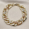 Oro Laminado Fancy Bracelet, Gold Filled Style Polished, Tricolor, 03.331.0102.1.08