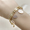 Oro Laminado Charm Bracelet, Gold Filled Style Guadalupe Design, Matte Finish, Tricolor, 03.331.0336.07 (10 MM Thickness, 8 Inches Length)