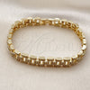 Oro Laminado Fancy Bracelet, Gold Filled Style with White Cubic Zirconia, Polished, Golden Finish, 03.283.0493.07 (08 MM Thickness, 8 Inches Length)