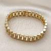 Oro Laminado Fancy Bracelet, Gold Filled Style with White Cubic Zirconia, Polished, Golden Finish, 03.283.0495.07