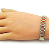 Oro Laminado Fancy Bracelet, Gold Filled Style with White Cubic Zirconia, Polished, Golden Finish, 03.283.0503.07 (Thickness, 7 Inches Length)
