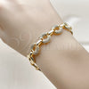Oro Laminado Fancy Bracelet, Gold Filled Style with White Cubic Zirconia, Polished, Golden Finish, 03.283.0504.07
