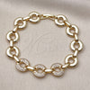 Oro Laminado Fancy Bracelet, Gold Filled Style with White Cubic Zirconia, Polished, Golden Finish, 03.283.0504.07