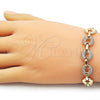 Oro Laminado Fancy Bracelet, Gold Filled Style with White Cubic Zirconia, Polished, Golden Finish, 03.283.0504.07 (12 MM Thickness, 7 Inches Length)