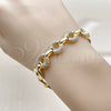 Oro Laminado Fancy Bracelet, Gold Filled Style with White Cubic Zirconia, Polished, Golden Finish, 03.283.0504.07 (12 MM Thickness, 7 Inches Length)