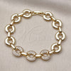 Oro Laminado Fancy Bracelet, Gold Filled Style with White Cubic Zirconia, Polished, Golden Finish, 03.283.0504.07 (12 MM Thickness, 7 Inches Length)