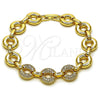 Oro Laminado Fancy Bracelet, Gold Filled Style with White Cubic Zirconia, Polished, Golden Finish, 03.283.0504.07 (12 MM Thickness, 7 Inches Length)