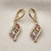 Oro Laminado Dangle Earring, Gold Filled Style with Multicolor and White Cubic Zirconia, Polished, Golden Finish, 02.283.0302