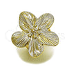 Oro Laminado Elegant Ring, Gold Filled Style Flower Design, Diamond Cutting Finish, Golden Finish, 01.428.0013