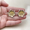Oro Laminado Stud Earring, Gold Filled Style Flower Design, Polished, Golden Finish, 02.428.0052
