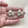 Oro Laminado Stud Earring, Gold Filled Style Flower Design, Diamond Cutting Finish, Golden Finish, 02.428.0053