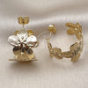 Oro Laminado Small Hoop, Gold Filled Style Flower Design, Diamond Cutting Finish, Golden Finish, 02.428.0058.25