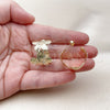 Oro Laminado Small Hoop, Gold Filled Style Flower Design, Diamond Cutting Finish, Golden Finish, 02.428.0058.25