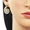 Oro Laminado Stud Earring, Gold Filled Style Snail and Twist Design, Polished, Golden Finish, 02.428.0059