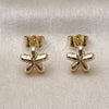Oro Laminado Stud Earring, Gold Filled Style Flower and Hollow Design, Polished, Golden Finish, 02.163.0391
