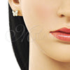 Oro Laminado Stud Earring, Gold Filled Style Butterfly and Hollow Design, Polished, Golden Finish, 02.163.0392