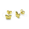 Oro Laminado Stud Earring, Gold Filled Style Butterfly and Hollow Design, Polished, Golden Finish, 02.163.0392